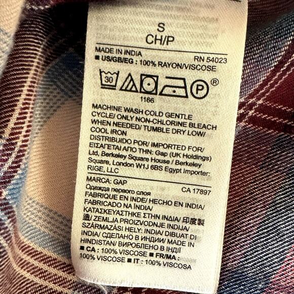 Women Gap + Pendleton Red White Plaid Boyfriend Casual Western Button Up Shirt S - Picture 7 of 10